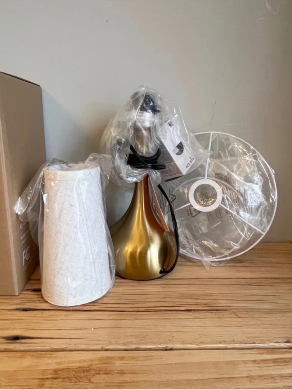 New-Onewish Touch Control Table Lamp in Brushed Gold with Beige Shade